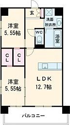 KSK南小倉コアプレイス 2LDKの間取図画像