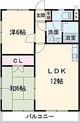 RSR三川ビル 2LDKの間取図画像