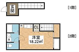 リック城南 ワンルームの間取図画像