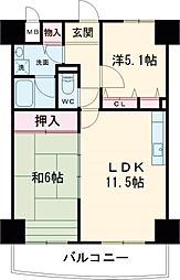 ベルフォーレ 2LDKの間取図画像