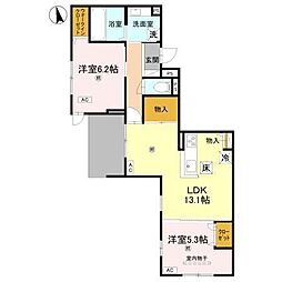 NIGAWA RESIDENCE2 2LDKの間取図画像
