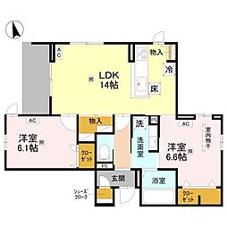 NIGAWA RESIDENCE2 2LDKの間取図画像