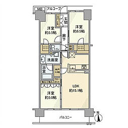 グランビュースクエア 3LDKの間取図画像