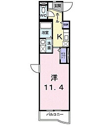 ドゥーメゾン 1Kの間取図画像