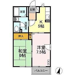 サンパティークA 2Kの間取図画像