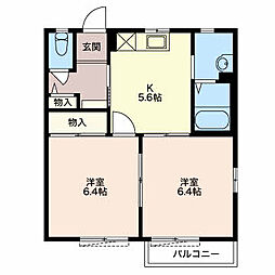 メイプルハイツ 2Kの間取図画像