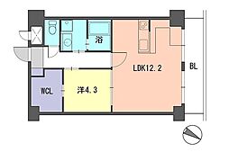 レジデンス住吉 1LDKの間取図画像