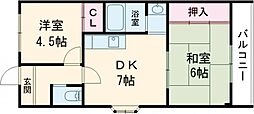 アムールセゾン 2DKの間取図画像