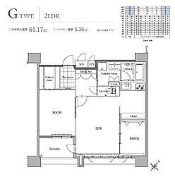 エンクレストベイサイド通り 2LDKの間取図画像