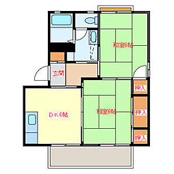 セピアコート壱番館 2DKの間取図画像