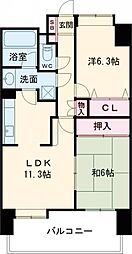木町通シティハウス北一番丁 2LDKの間取図画像