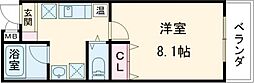 ブライト日根野2 1Kの間取図画像