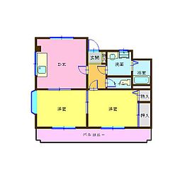 シークエスト鳥越 2DKの間取図画像