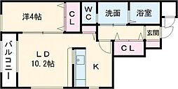 スプリングベルさやか 1LDKの間取図画像