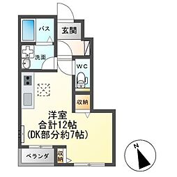 パンション岩曽 1DKの間取図画像