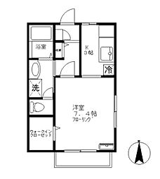 つばさハイツ 1Kの間取図画像