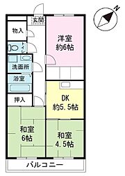 静コーポ 2LDKの間取図画像