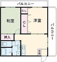 グランシティーニュートン 2DKの間取図画像