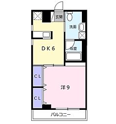 カレント2 1DKの間取図画像
