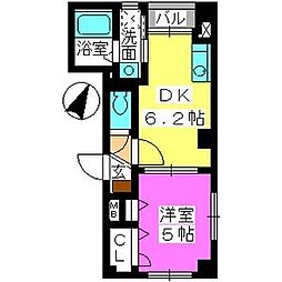 フローレスタ冷泉 1DKの間取図画像