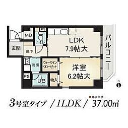 シャルム八田 1LDKの間取図画像