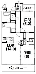 マーブルガーデン 2LDKの間取図画像