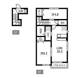 Calda famiglia A棟 2LDKの間取図画像