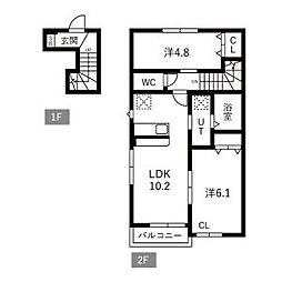 Calda famiglia A棟 2LDKの間取図画像
