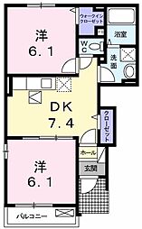 サウス眞島 2DKの間取図画像