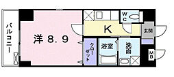 アウル三鷹 1Kの間取図画像