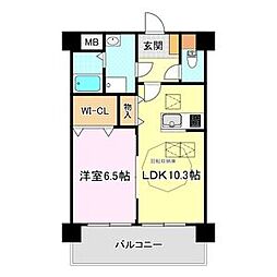 ルネス郡山ステーションサイド 1LDKの間取図画像