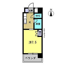 フローラルハイツ 1Kの間取図画像