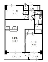 メゾン・ド・一光 2LDKの間取図画像
