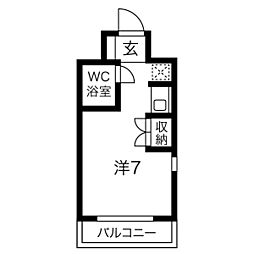 セラヴィアッシュ ワンルームの間取図画像