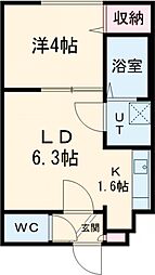 トルペ平岸 4階1LDKの間取り