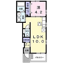 ヴィラージュドゥソレイユ1 1LDKの間取図画像