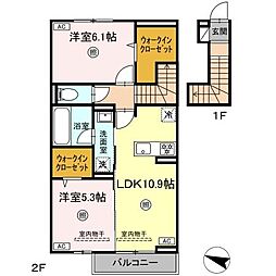ロイヤルタウン長瀬町A 2LDKの間取図画像