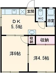 プログレス伊佐津 2DKの間取図画像