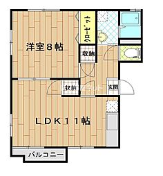 イーストファイブB 1LDKの間取図画像