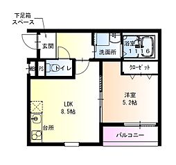 岸和田市藤井町2丁目アパート 1LDKの間取図画像