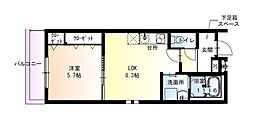 岸和田市藤井町2丁目アパート 1LDKの間取図画像