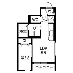 アステラス愛子 1LDKの間取図画像