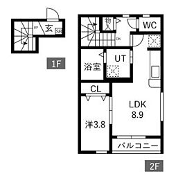 アステラス愛子 1LDKの間取図画像