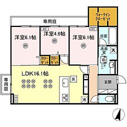 フース ヒュッゲ行橋II 3LDKの間取図画像