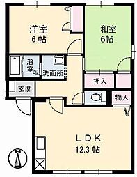 エクセルメゾンA棟 2LDKの間取図画像