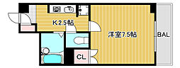 テルセーロパートナー 1Kの間取図画像
