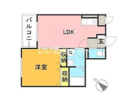 ラフィーネ博多駅前 1LDKの間取図画像