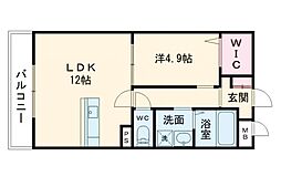 Samty熊本Riobranco 1LDKの間取図画像