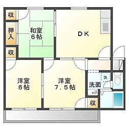 メゾンベールB 3DKの間取図画像