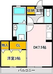 ハレアカラ 1DKの間取図画像